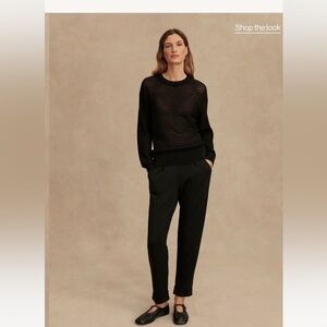 Varley Kershaw sweater open knit Elegant Black Crew Neck Sweater sz sm NWT